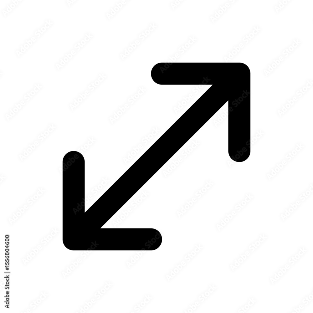Aufkleber black diagonal arrows pointing in opposite directions on a white background indicating expansion or 