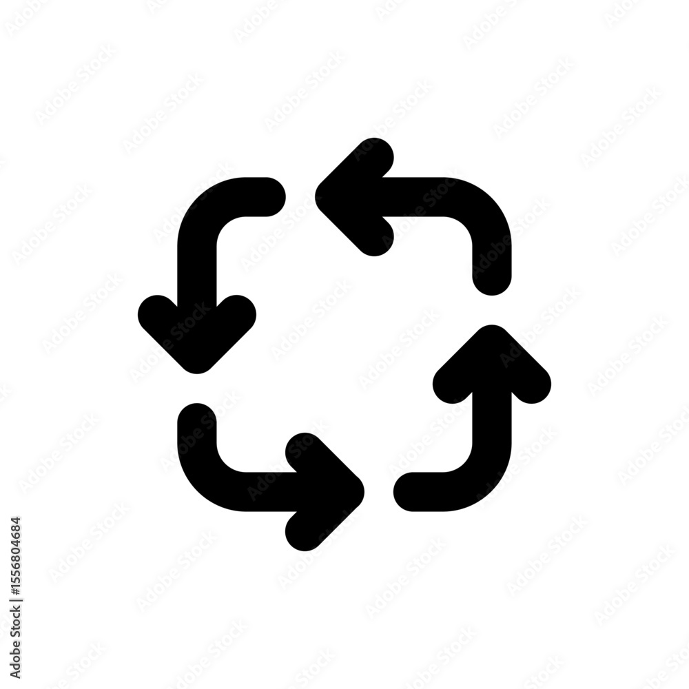 Poster black circular arrows illustrating a continuous process of rotation and movement in a loop design
