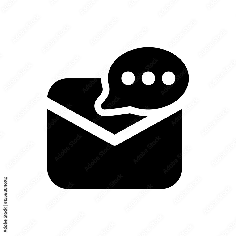 Poster black and white envelope with a speech bubble containing three dots indicating a message notificatio