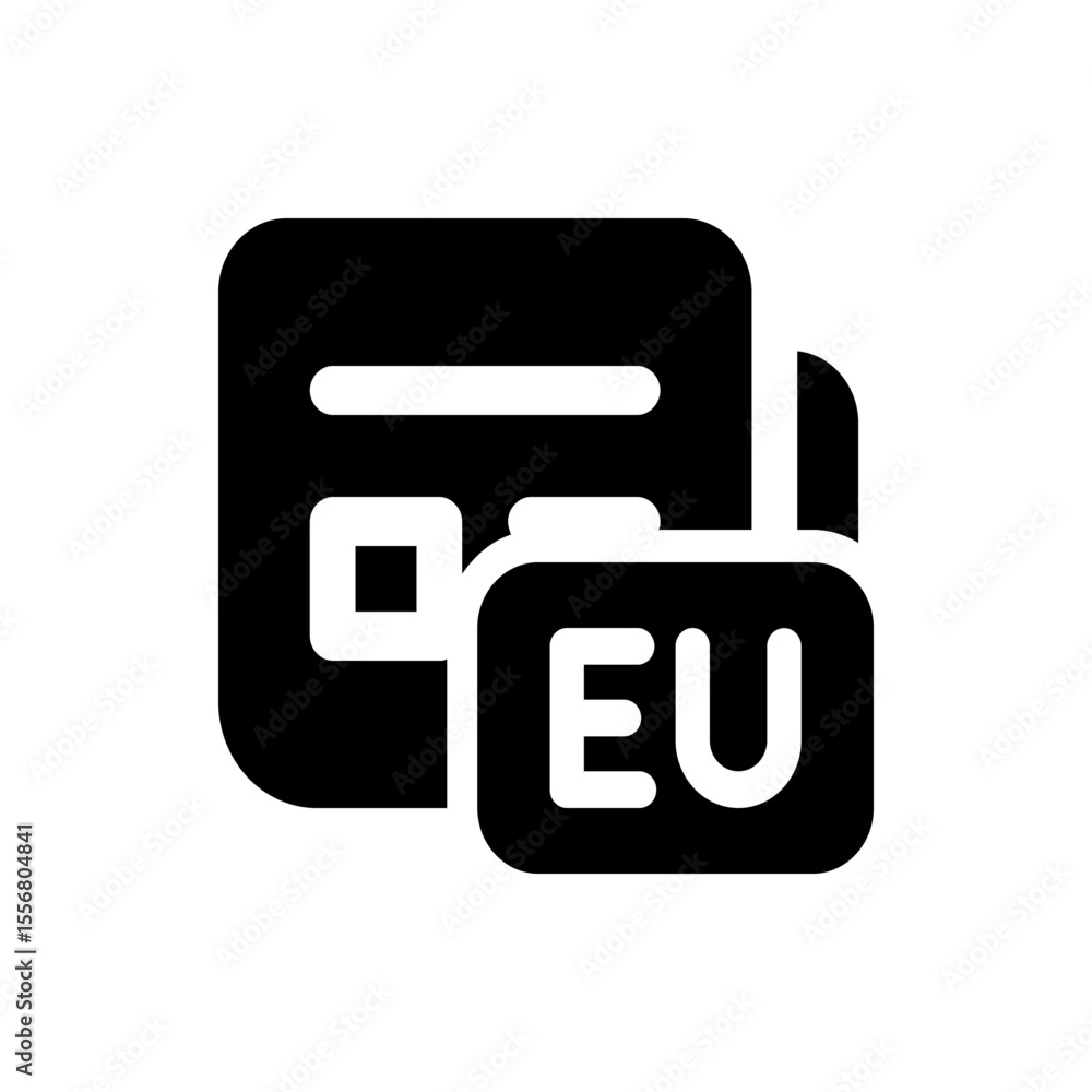 Poster black and white icon showing two overlapping rounded squares with the letters eu on the smaller squa