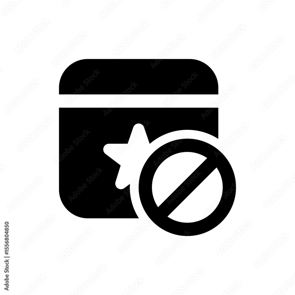 Poster black folder icon with a white star and a black circle with a diagonal line through it indicating no