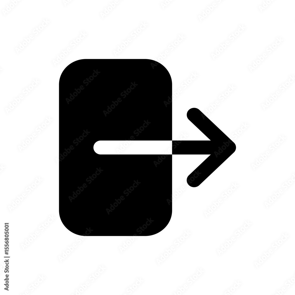Poster black exit icon with an arrow pointing right indicating leaving or logging out of a system interface