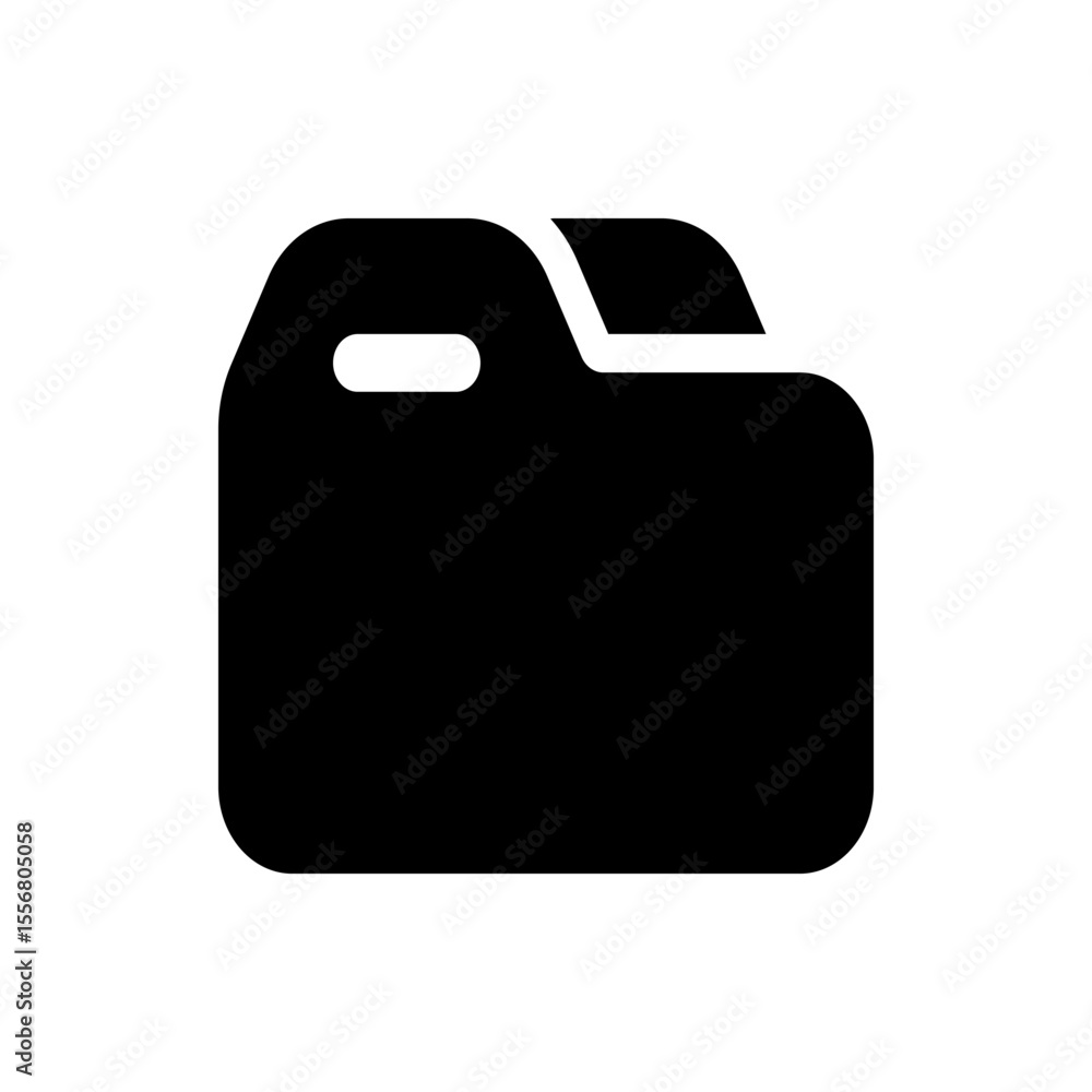 Poster a simple black folder icon with a slightly open top flap representing file storage and organization 