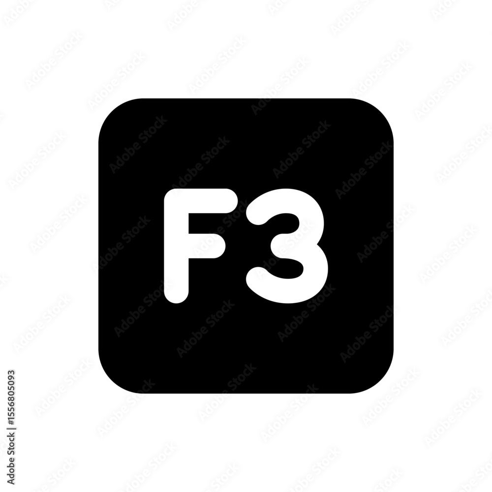 Fototapete illustration of a black rounded square with the white text f three centered within the square shape 