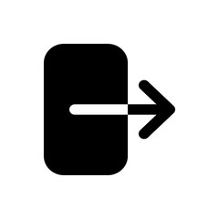 Black exit icon with an arrow pointing right indicating leaving or logging out of a system interface