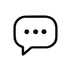 Simple Outline Style Rounded Speech Bubble with Dots Communication Icon