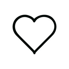 Simple Outline Heart Shape Sign Icon in Black Color