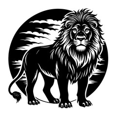 Fototapeta premium lion vector illustration Silhouette with a transparent background