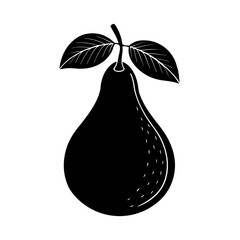 pear with leaves Silhouette with a transparent background