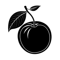 vector illustration of apple with leaf Silhouette with a transparent background