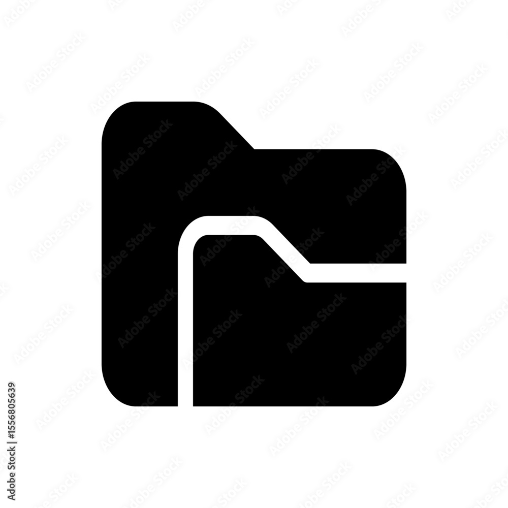 Poster a black folder icon with a simple design, featuring rounded corners and a cutout for the folder tab 