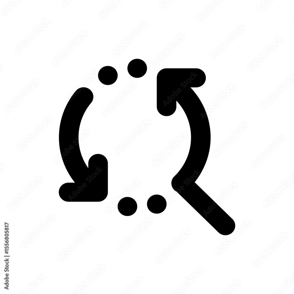 Poster two curved arrows facing each other with dots in between forming a circular arrangement icon design