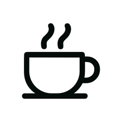 Simple Outline Coffee Cup with Steam Hot Drink Icon Illustration