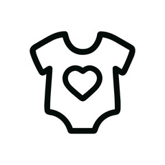 Fototapeta premium Simple Line Art Baby Onesie with Heart Apparel Icon