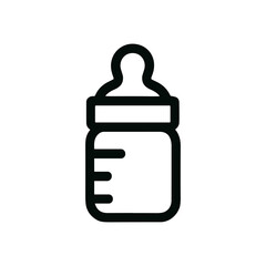 Simple Line Art Baby Bottle with Measurement Marks Icon Element
