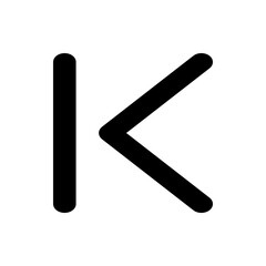 Illustration of a stylized letter k with rounded ends in black on a white background in vector format