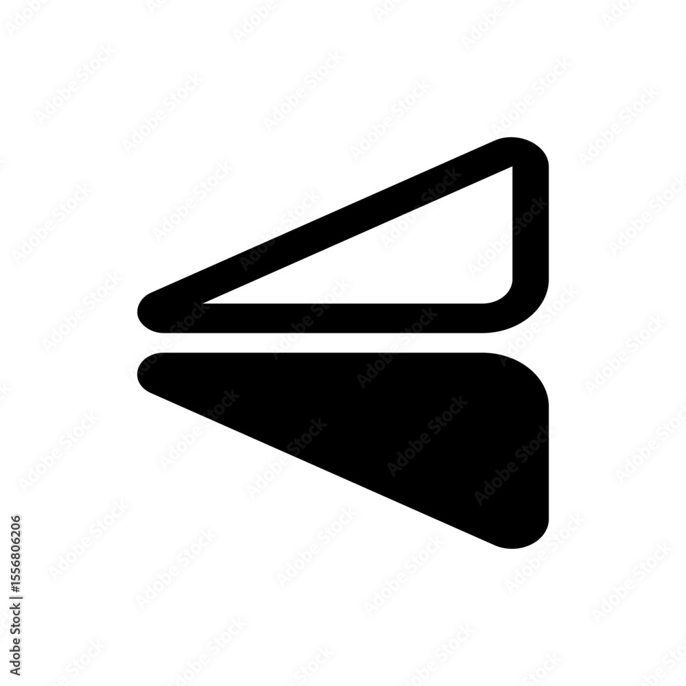 Poster two triangles one outlined and one solid black facing opposite directions in a symmetrical design el