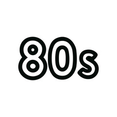 Retro Bold Outline 80s Text Design Element for Nostalgic Graphic