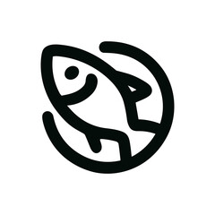 Minimalist Line Art Fish Circle Abstract Shape Aquarium Pet Icon