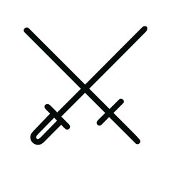 Minimalist Outline Crossed Sword Weapon Icon for Game and App Development