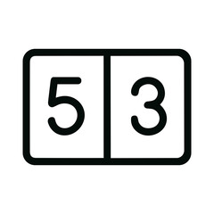 Minimalist Outline Rounded Corner Scoreboard Displaying Number Five and Three Icon