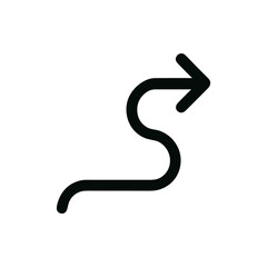 Minimalist Outline Curvy Arrow Direction Sign Symbol and Graphic Element