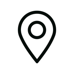 Simple Outline Location Pointer Minimalist Style Black and White Icon