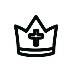 Obraz premium Simple Outline Crown with Cross Decoration Sign Shape Icon