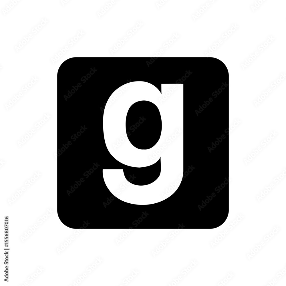 Fototapete a white lowercase g letter on a black rounded square background creating a simple and modern design 