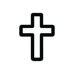 Simple Outline Round Edge Cross Symbol Shape Religion Icon
