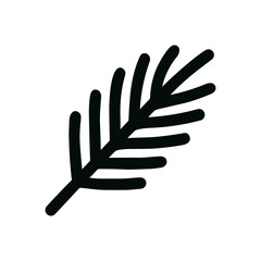 Minimalist Handdrawn Branch of Evergreen Tree Element Icon Symbol