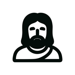 Simple Outline Jesus Christ Religion Icon with Beard and Long Hair