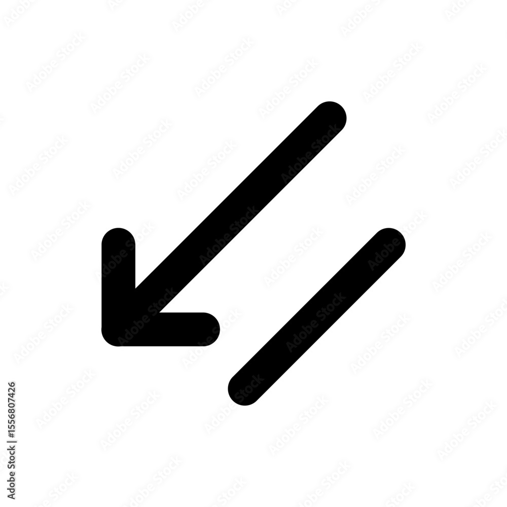 Poster black arrow pointing downwards next to a black line on a white background in a simple minimalistic s