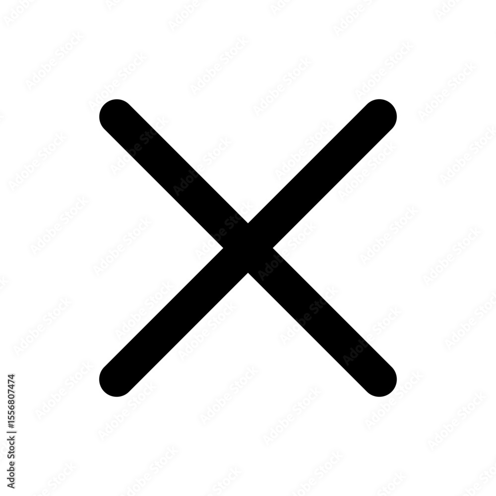 Poster a simple black cross mark with rounded ends against a white background in a minimal design style ima