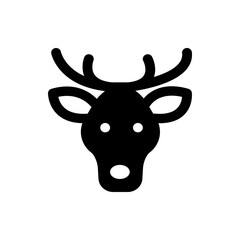 Illustration of a deer head with antlers and a white nose on a white background in a simple black outline
