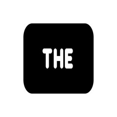 The word the in white bold letters centered on a black rounded rectangle with soft edges and simple design