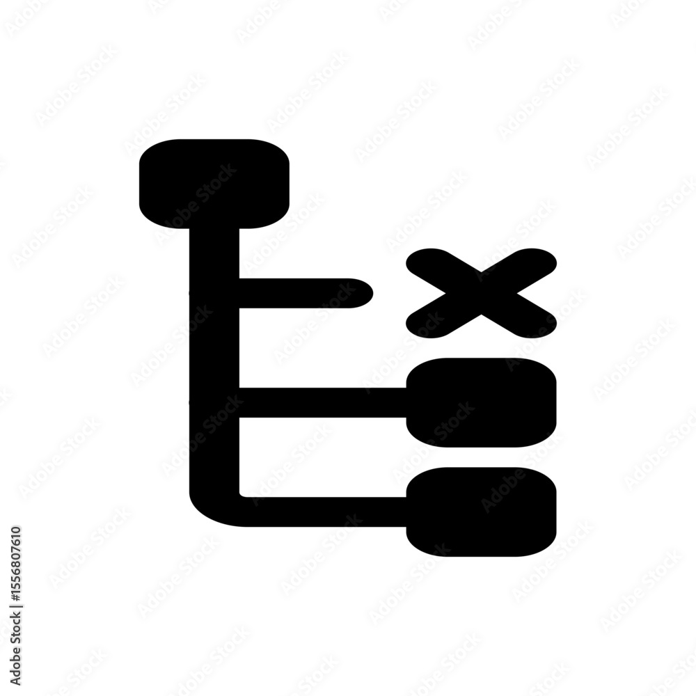 Poster black flowchart with rounded rectangles connected by lines and an x symbol indicating removal 100 ch