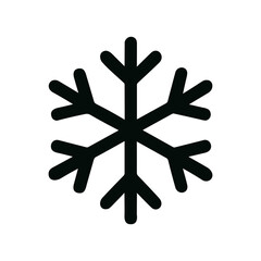 Simple Flat Isolated Snowflake Icon Black Silhouette on White Background