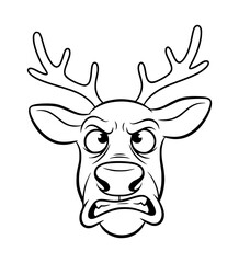 Obraz premium Disgusted Reindeer Face Line Art