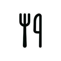 Simple Outline Fork and Knife Cutlery Restaurant Food Element Icon