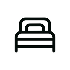 Modern Simple Outline Bed Icon For Hotel Or Room Interior Design