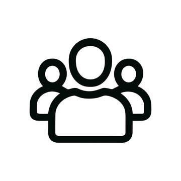Minimalist Outline Group Icon with Three People in Simple Style Design