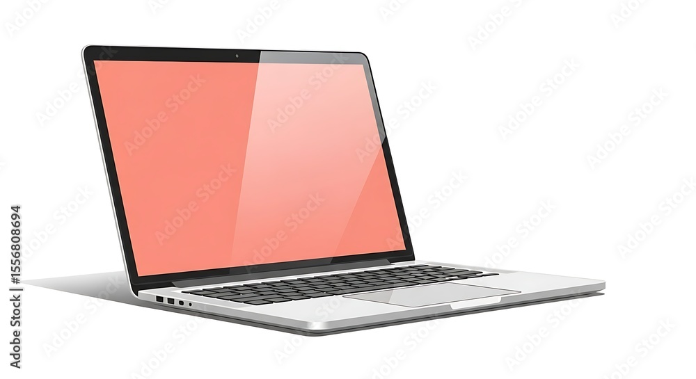 Aufkleber laptop computer with blank screen isolated on white background