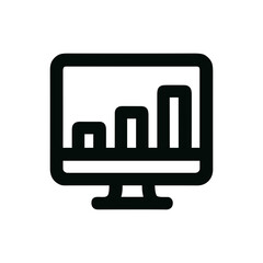 Simple Line Style Computer Monitor Graph Chart Icon Symbol Design