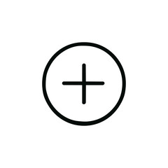 Simple Outline Plus Sign inside Circle Shape Symbol Graphic Icon