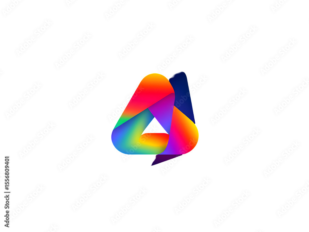 Poster abstract colorful ribbon forming a loop with gradient colors isolated on a transparent background