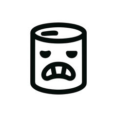 Line Art Unhappy Can Drink Cartoon Expression Icon Illustration