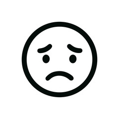 Simple Lineart Sad Face Icon with Downcast Eyes and Frowning Mouth