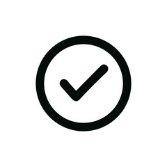 Simple Line Style Check Mark Symbol Inside Circle Shape Icon
