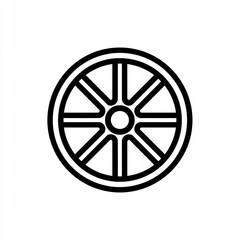Obraz premium Black And White Line Art Wagon Wheel Illustration